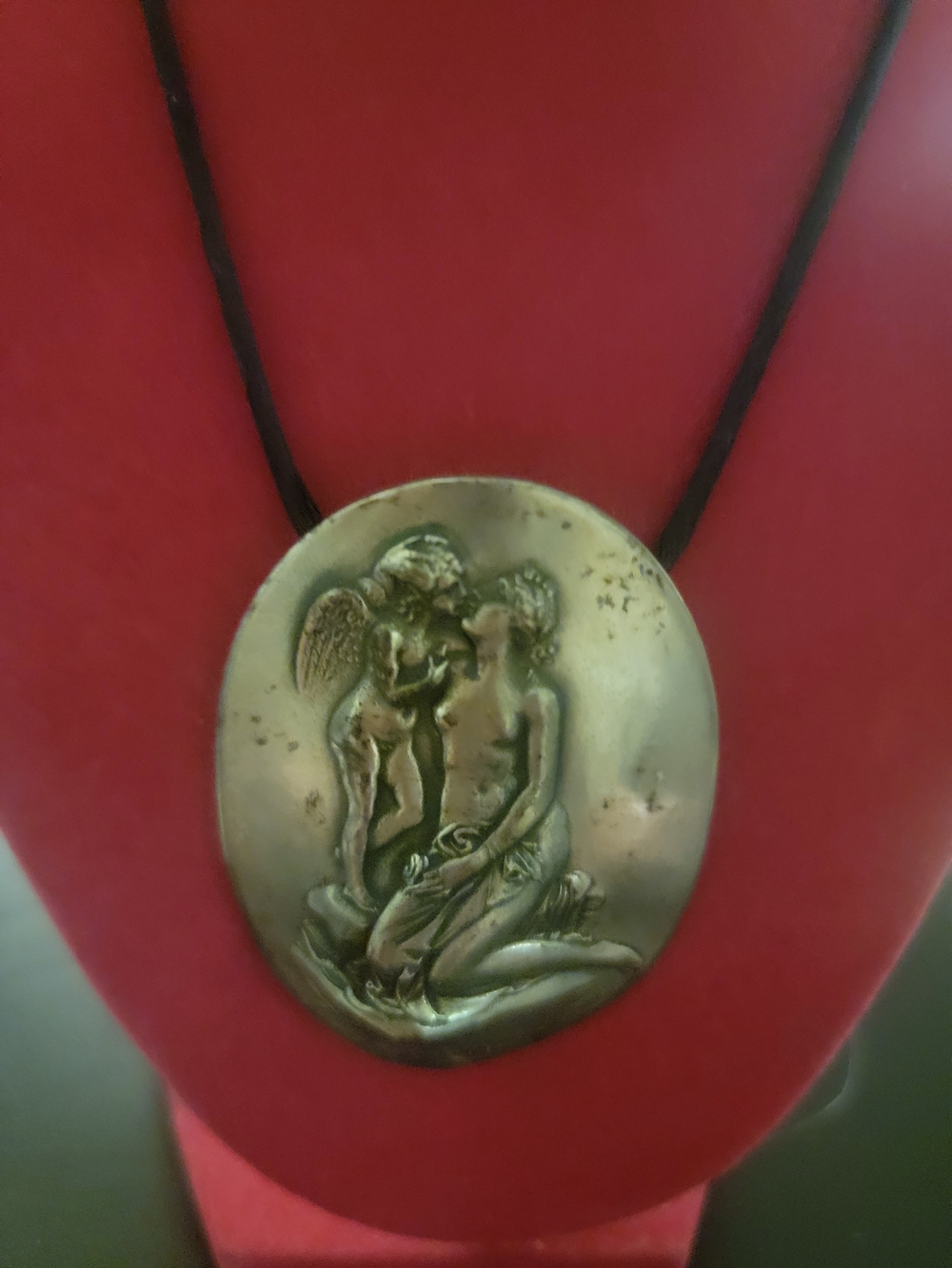Antique-Style Silver Angel Relief Pendant Necklace Hand Crafted